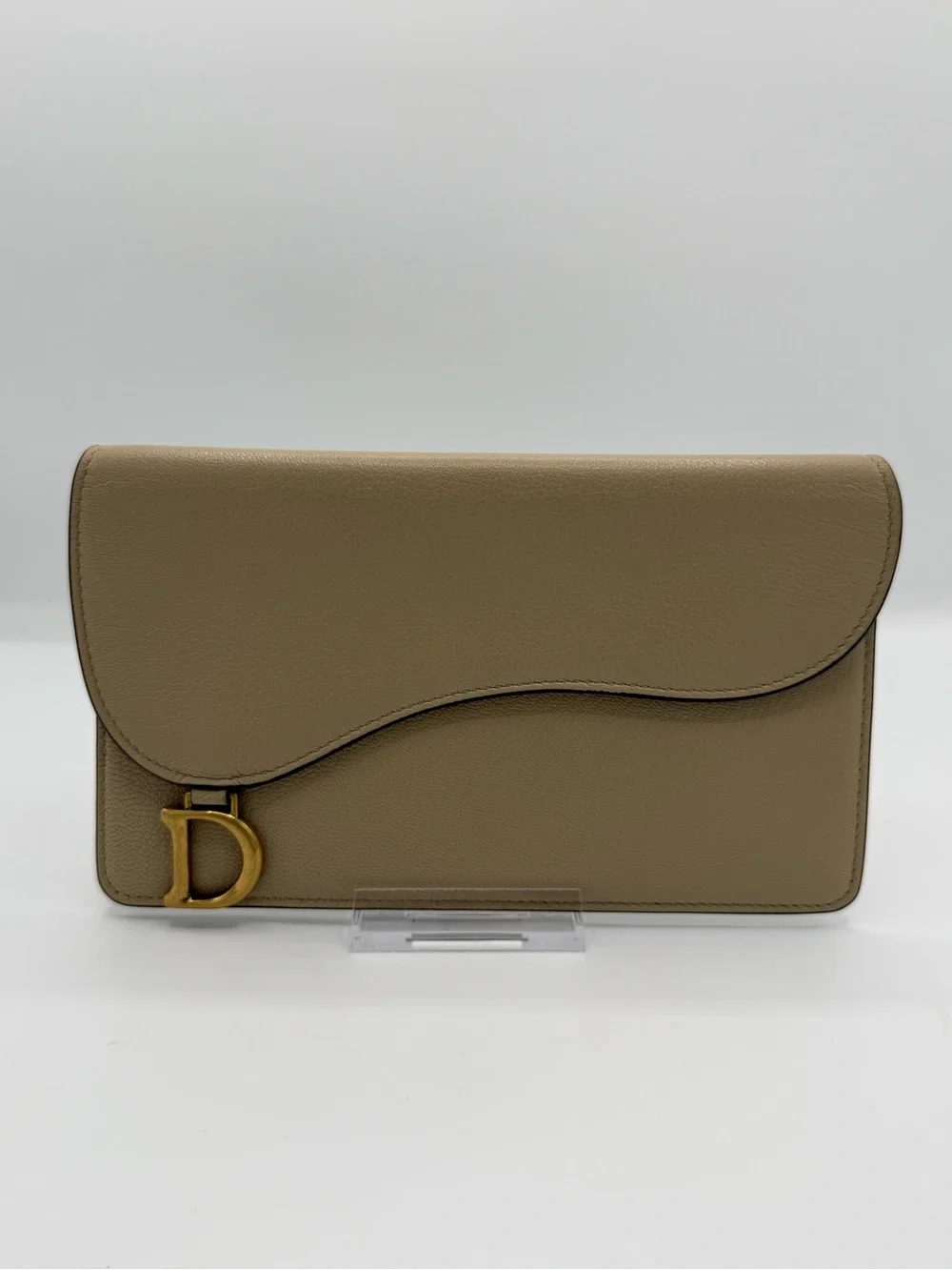 Christian Dior Saddle Long Wallet Taupe Gold D Hardware